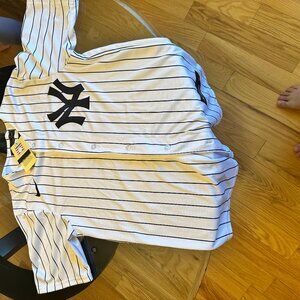 Nike Authentic Jeter Gray and White Jersey (Size: Small)